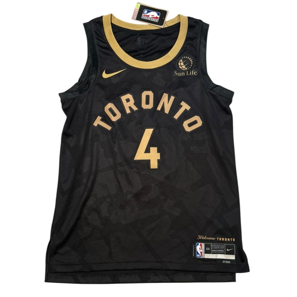 Nike 2022 Toronto Raptors #4 Black & Gold Basketball Jersey